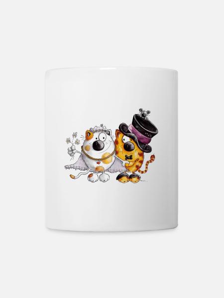 Katzen Hochzeit - Tasse - Weiß