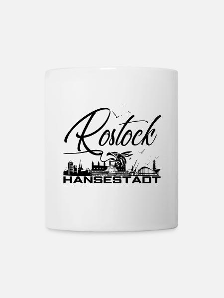 Rostock - Hansestadt - Silhouette - Tasse - Weiß
