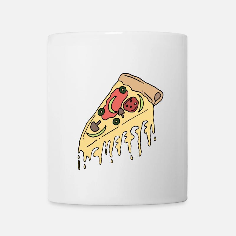 Pizzastück mit zerlaufenem Käse - Tasse - Weiß