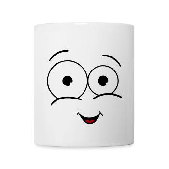 glückliches Gesicht mit Mund - Tasse - Weiß - Vorne
