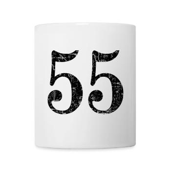 Nummer 55 (Vintage Schwarz) 55. Geburtstag - Tasse - Weiß - Vorne