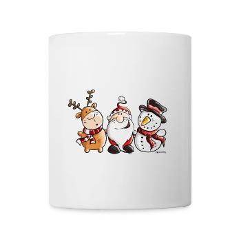 Cute Santa Claus, Reindeer and Snowman - Christmas - Mug - white - Front