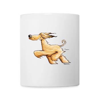 Rennender Afghanischer Windhund - Afghane - Tasse - Weiß - Vorne