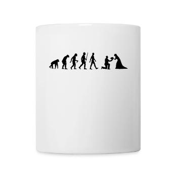 Evolution bride and groom bride proposal to marry wedding - Mug - white - Front