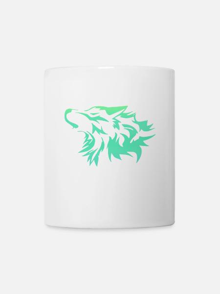 Wolf leuchtend grün - Tasse - Weiß