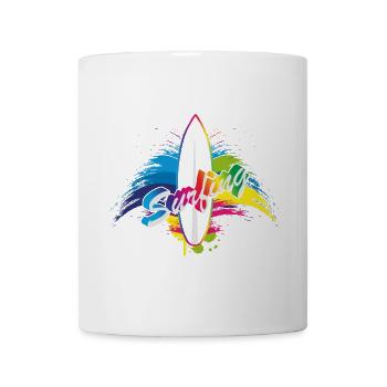 Surfing Regenbogen Surfboard Splash Typografie - Tasse - Weiß - Vorne