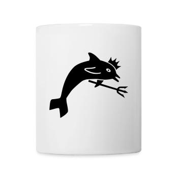 ★ couleurs de conception modifiables ★ dauphin, couronne, trident - Mug blanc - blanc - Devant