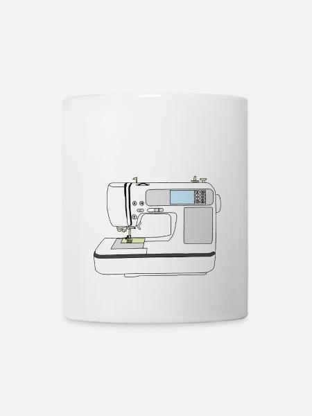 Sketchnote Nähmaschine - Tasse - Weiß