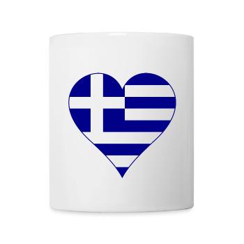 Griechenland Flagge als Herz - Tasse - Weiß - Vorne