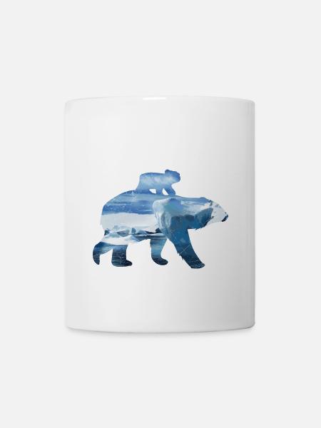 Double Exposure Animals Eisbär Mama und Baby - Tasse - Weiß