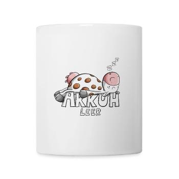 Akkuh leer I Müde Kuh Wortspiel - Tasse - Weiß - Vorne
