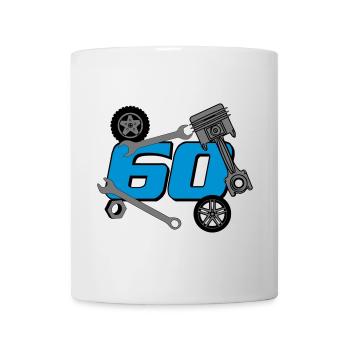 60e anniversaire, tournevis ./+ - Mug blanc - blanc - Devant