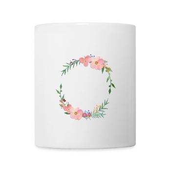 Moderner Blumenkranz -personalisierbar - Tasse - Weiß - Vorne