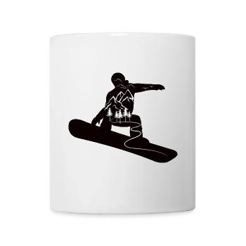 Snowboard jump ski slope mountains for snowboarder - Mug - white - Front