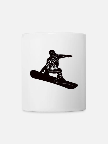 Snowboard Sprung Skipiste Berge für Snowboarder - Tasse - Weiß