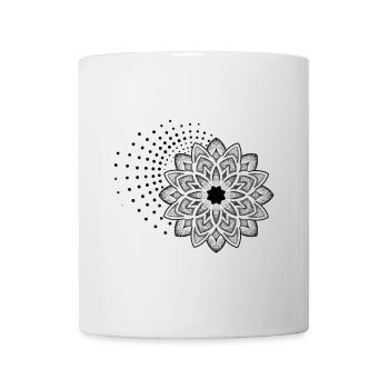 Geometrisches ornamentales Mandala-Blumen-Tattoo-Design - Tasse - Weiß - Vorne