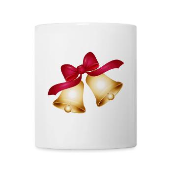 two golden bells with a large red bow - Mug - white - Front