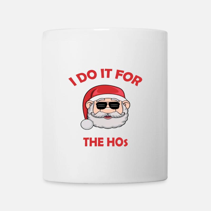 I Do It For The Hos Funny Christmas Santa - Mug blanc - blanc