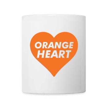 Orangefarbenes Herz - Tasse - Weiß - Vorne