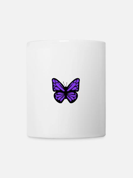 lila Schmetterling - Tasse - Weiß