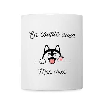 En couple avec mon chien, humour et vérité - Mug blanc - blanc - Devant