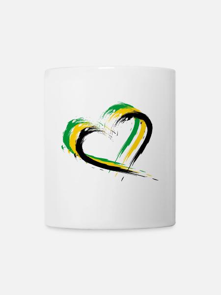 Drapeau de brosse de coeur de la Jamaïque - Mug blanc - blanc