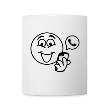 Stick head with a phone and pop-up text berich - Mug - white - Front