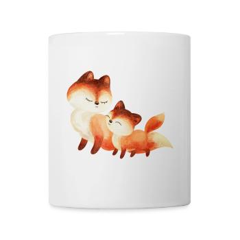 Two Cuddly Foxes Watercolor Painting - Mug - white - Front
