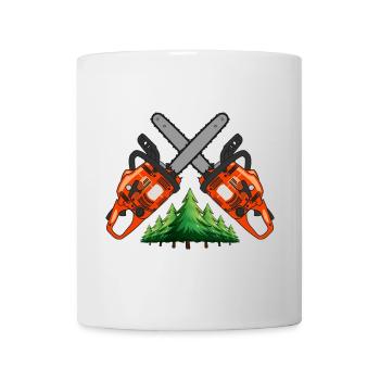 Chainsaw Cross with Forest - Mug - white - Front