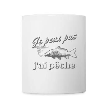 Je peux pas j'ai pêche à la carpe hameçon bouchon - Mug blanc - blanc - Devant
