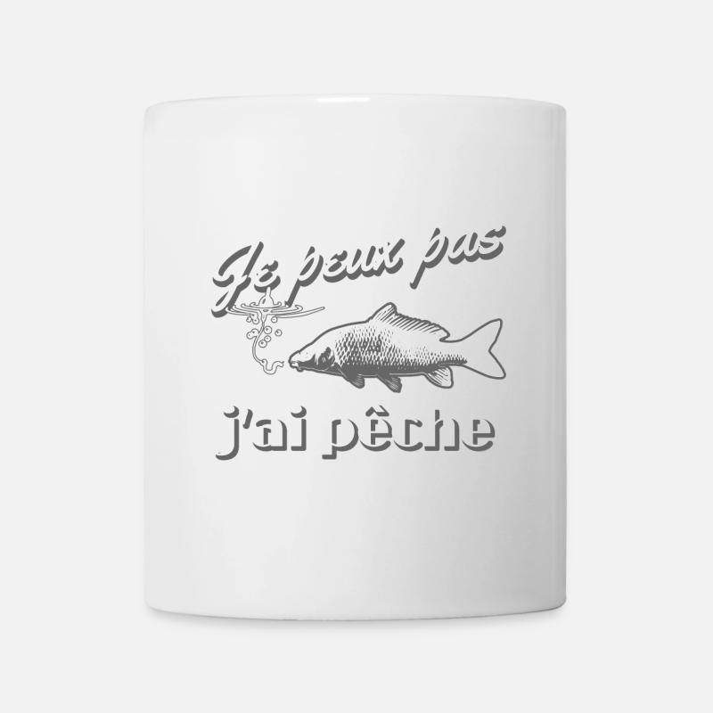 Je peux pas j'ai pêche à la carpe hameçon bouchon - Mug blanc - blanc