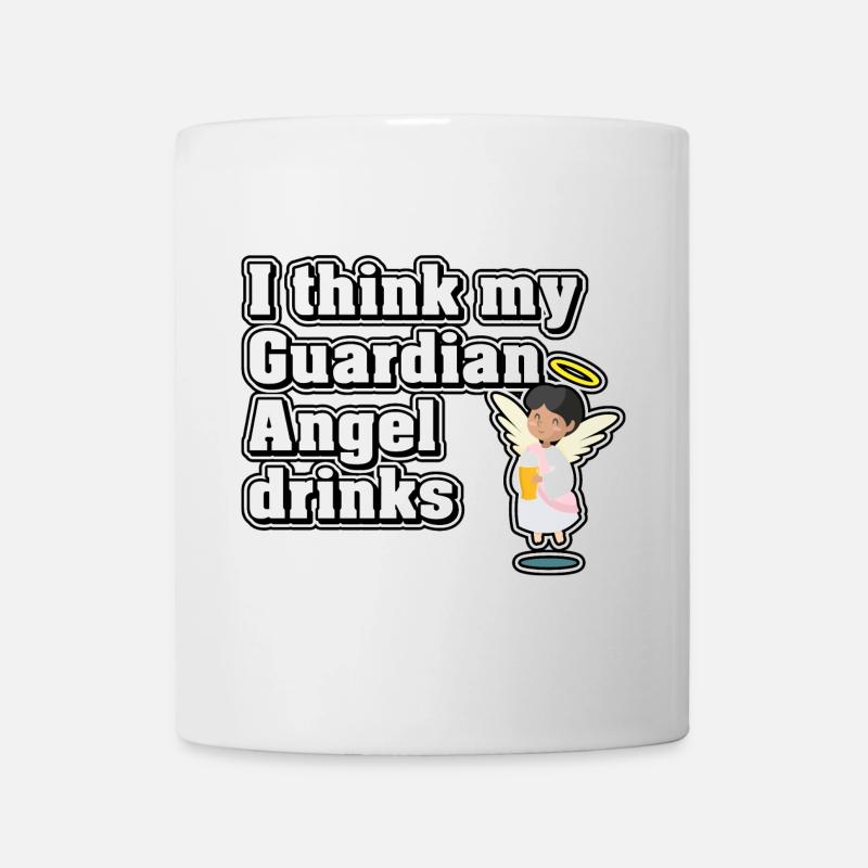 Ich glaube, mein Schutzengel trinkt - Tasse - Weiß