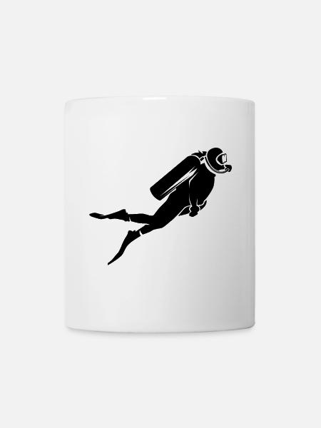 Illustration de logo de symbole sous-marin de mer de plongeur - Mug blanc - blanc