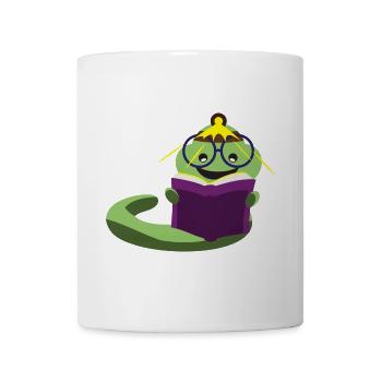 Un rat de bibliothèque avec une lampe frontale lit encore la nuit - Mug blanc - blanc - Devant