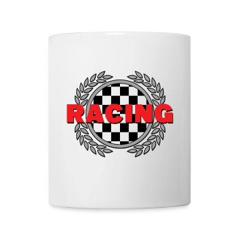 Racing - Karierte Flagge Laurel verlässt Racing Sport - Tasse - Weiß - Vorne