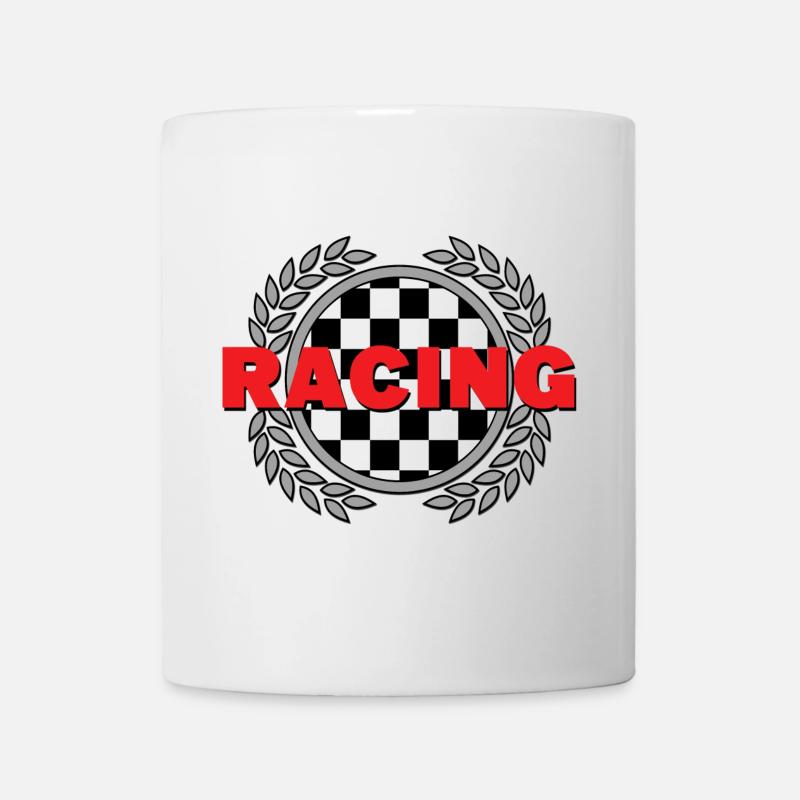 Course - Le drapeau à damier Laurel quitte Racing Sport - Mug blanc - blanc