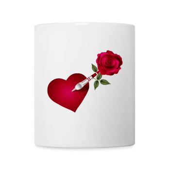 Dart arrow with rose and heart as a target - Mug - white - Front