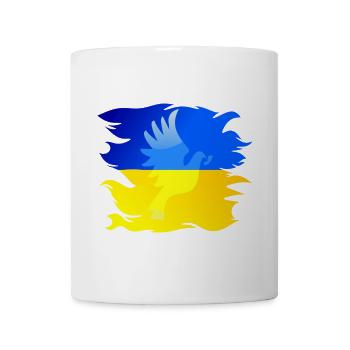 Ukraine Flagge mit Friedenstaube - Tasse - Weiß - Vorne