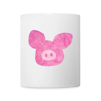 Tête de cochon fourrure bonne chance rose ferme bio Nature - Mug blanc - blanc - Devant