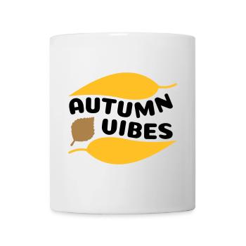 Autumn vibes (geschwungene Laubblätter) - Tasse - Weiß - Vorne