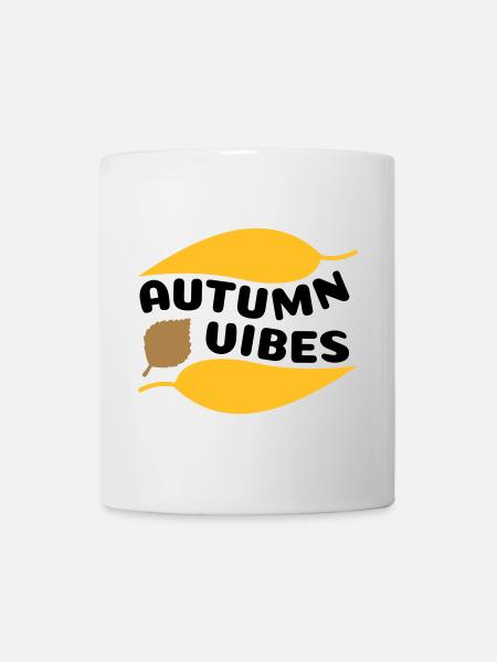 Autumn vibes (curved leaves) - Mug - white