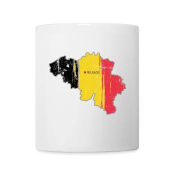 Belgische Flagge Karte von Brüssel - Tasse - Weiß - Vorne