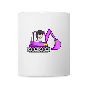 Rosa Bagger Mädchen - Tasse - Weiß - Vorne