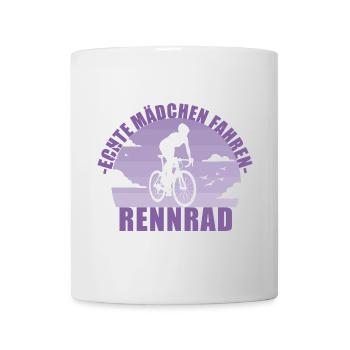 Echte Mädchen fahren Rennrad! Fahrrad Geschenk - Tasse - Weiß - Vorne