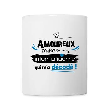 Amoureux d'une informaticienne ! humour geek - Mug blanc - blanc - Devant
