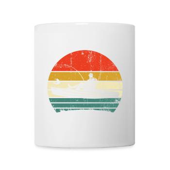 Retro Sunset Boat in Striped Circle - Mug - white - Front