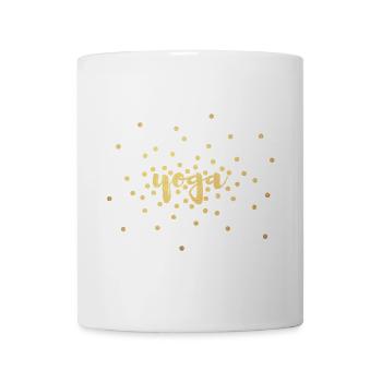 Yoga Gold Punkte Dots Glitter exklusiv Meditation - Tasse - Weiß - Vorne