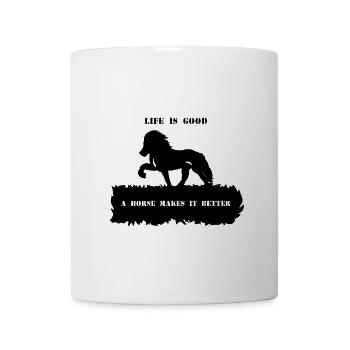 Spruch 2 mit Pferd 1 schwarz - Tasse - Weiß - Vorne