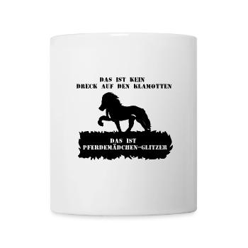 Spruch 3 mit Pferd 1 schwarz - Tasse - Weiß - Vorne