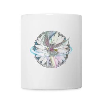 Frieden Taube Welt Planet Blume Zeichnung - Tasse - Weiß - Vorne